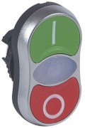 Push-button Osmoz, twin touch head| green I ^white pilot light ^red O, ø22.5mm, metal bezel, IP66