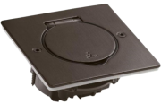 Floor Socket Box Arteor/Mosaic, square, 1x 2M, white LED, 180° opening flap, IP44 IK08, brown brushed steel