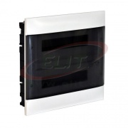FM Distribution Box Practibox S, 2x 12M, 90A 230/400VAC, PEN 16+16| 1.5..16mm², 328x385x103, IP40 IK07 cl.II, white with smoked transparent door