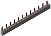 Busbar S-3L-210/10 ML, L1-L2-L3, 12M| 4x3, 10mm², pin, pitch 17.8mm, incl. endcover, MaxPro