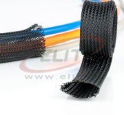 Braided Sleeving PG12, ø12..19mm, polyester PET HB, -50..150°C, HF, highly flexible, 50m/pck, black