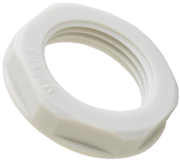 Locknut w. Flange Synthetic, M16x1.5, wrench 22mm, thread 5mm, -30..100°C, PA6, HF, light grey