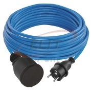 Ilmastikukindel 10m pikendusjuhe, jätkupesa 1x 2P+E Schuko 16A 250V 3680W klapiga, UV-vastupidav, õli- ja kulumiskindelkaabel AT-N05V3V3-F 3G 1,5mm2, IP44, must-sinine, Emos