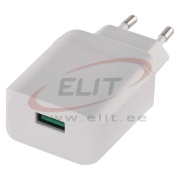 USB-seinalaadija 100..240VAC 50/60Hz / 1x USB type-A QC 3.0 (5..12VDC/1.5..3A/18W), valge, Emos