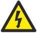 Device Marker 80x80x80, Triangle Lightning Flash, self-adhesive, -45..80°C, PVC, yellow-black