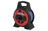 Cable Reel 20m outdoor P08620W, 3x 2P+E Schuko 13A 230VAC (max 1100W/3000W), 2x USB type-A 5VDC max 2,1A  with LED-lamp 3W,  UV- and oil resistant and extremely non-abrasive cable AT-N05V3V3-F 3G 1,5mm2, op.temp. -35°C..+60°C, IP44, black-red, Emos