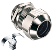 Cable Gland Progress EMC easyConnect, M20x1.5, ø8..15mm| 2piece sealing insert, thread 6mm, ss 1.4310 contact spring, -60..100°C, nickel-plated brass ^TPE, incl. NBR  CE/IEC/VDE/UL/EAC, IP68/69