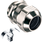 Cable Gland Progress EMC easyConnect, M32x1.5, ø17..25.5mm| 2piece sealing insert, thread 8mm, ss 1.4310 contact spring, -60..100°C, nickel-plated brass ^TPE, incl. NBR  CE/IEC/VDE/UL/EAC, IP68/69