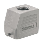 Hood HDC 06B TOLU 1M25G, size 3, cable entry from top, end-locking clamp, lower side, -40..125°C, diecast aluminium, M25, IP65