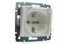 FM Socket Valena, mech.| 2P+E Schuko w. flap, shutters, 16A 250VAC, 2.5mm² screw clamp, IP44, Legrand, white