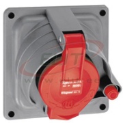Panel-Mount Flange Socket w. Prisinter Hypra, 3P+E 32A 415VAC, plastic, IP44
