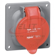 Panel-Mount Flange Socket Hypra, 3P+N+E 32A 415VAC, plastic, IP44