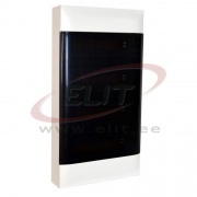 Pinnapealne jaotuskilp Practibox S, 4x 18M, 90A 230/400VAC, PEN 35+35| 1.5..25mm², 436x766x103, IP40 IK07 cl.II, valge - uks suitsuklaas