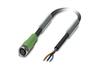 Sensor/actuator Cable SAC-3P-5.0-PUR/M8FS, M8 3pin socket », 4A 48VAC/ 60VDC, -25..90°C, L5m PUR cable, IP68, Phoenix, black