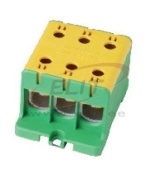 Hargnemisklemm Al/Cu UK95/3PE, 1P (6holes) 16-95mm² 440/490A 1000VAC/ 1500VDC, Hex6 12N 6..25mm²/ 22Nm 35..95mm², TS35/ panel mount, koro