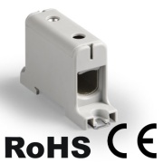 Hargnemisklemm Al/Cu UK95/1A, 1P (2holes) 16-95mm² 220/245A 1000VAC/ 1500VDC, Hex6 12N 6..25mm²/ 22Nm 35..95mm², TS35/ panel mount, hall