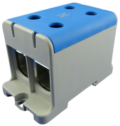 Hargnemisklemm Al/Cu UK150/2N, 1P (4holes) 35-150mm² 580/640A 1000VAC/ 1500VDC, Hex6 14Nm 25..50mm²/ 35Nm 70..150mm², TS35/ panel mount, MaxPro, sinine