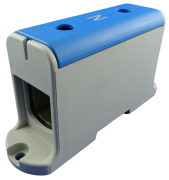 Hargnemisklemm Al/Cu UK240/1N, 1P (2holes) 35-240mm² 380/425A 1000VAC/ 1500VDC, Hex8 26Nm 35..120mm²/ 46Nm 150..240mm², panel mount, MaxPro, sinine