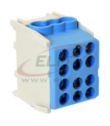 Hargnemisklemm Al/Cu HLAK 25-1/4 M2, 2x 25/16mm²/ 4x 16/10mm², 130/100A 1000VAC/DC, 2.5/2Nm, TS35, Pollmann, sinine