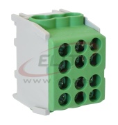 Hargnemisklemm Al/Cu HLAK 25-1/4 M2, 2x 25/16mm²/ 4x 16/10mm², 130/100A 1000VAC/DC, 2.5/2Nm, TS35, Pollmann, roheline