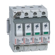 Liigpingepiirik, 4P, T2, Uc 320VAC, discharge current (8/20μs)| Imax 20kA, In 5kA, 4..35mm², TT/TNS, Legrand