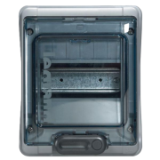 Plastkilp Plexo³, 6M, 32A 400VAC, PEN 4, 4, 200x164x116mm, reinforced polystyrene, PC, -25..40°C, incl. 5 cable glands, UV-stable, HF, cl. II, IP65 IK09, kirgas, hall