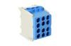 Hargnemisklemm Al/Cu HLAK 25-1/4 M2, 2x 25/16mm²/ 4x 16/10mm², 130/100A 1000VAC/DC, 2.5/2Nm, TS35, Pollmann, sinine