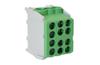 Hargnemisklemm Al/Cu HLAK 25-1/4 M2, 2x 25/16mm²/ 4x 16/10mm², 130/100A 1000VAC/DC, 2.5/2Nm, TS35, Pollmann, roheline