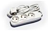 Pikendusjuhe Quattro, 3x 2P+E Schuko 3600W 16A 250VAC, 3m kaabel 3x 1.5mm², valge