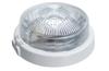 Plafoonvalgusti RIVA, 100W E27, valge polüpropüleen, läbipaistev klaaskuppel | D250 x 105 mm, IP44, Maxpro