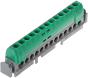 PE-Terminal Block, 1x 6..25 + 12x 1.5..16mm², 100A 400V, touch-proof, green