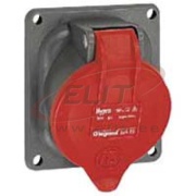 Panel Mount Socket Hypra, 3P+N+E 16A 415VAC, inclined, plastic, IP44