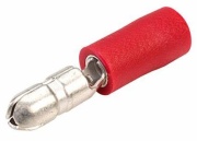Bullet Connector Kog m 4 r, male, insulated, 0.5..1.5mm² 300V, D4mm, -25..75°C, PVC, brass, 100pcs/pck, red