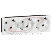 Socket Mosaic, mech.| 3x 2P+E 45° ^ shutters, 16A 250VAC, spring clamp, 6M, white