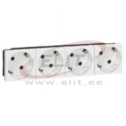 Socket Mosaic, mech.| 4x 2P+E 45° ^ shutters, 16A 250VAC, spring clamp, 8M, white