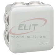 Plastic Box Plexo, 105Wx105Hx55D, 7glands ø4..25mm cable/tube,  -25..40°C, PS, cover with 4x ¼ turn lock screw, IP55 IK07, white