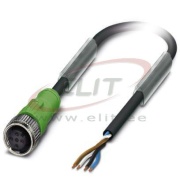Sensor/actuator Cable SAC-4P-10.0-PUR/M12FS, M12 4pin socket », 4A 250VAC/DC, -25..90°C, L10m PUR cable, IP68, black