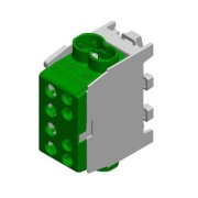 Main Terminal Block Al/Cu HLAK 35-1/2 M2, 2x 35/25mm²/ 2x 25/16mm², 160/125A 1000VAC/DC, 3.5/2.5Nm, TS35, green