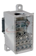 Distribution Block Al/Cu PVB 250-3/8, 150/185mm²/ 3x 35mm², 8x16mm², 250A 1000VAC/DC, incl. markers, TS35, mounting plate, Pollmann, grey