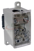 Distribution Block Al/Cu PVB 500-4/4, 240/300mm²/ 4x 70mm², 4x 16mm², 500A 1000VAC/DC, incl. markers, TS35, mounting plate, grey