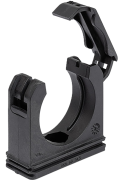 Conduit Clamp w. Cover RQS, D28.5mm, fixing ribs as strain relief, -40..120°C, polyamide PA6, HB (UL 94), IP68/69, black