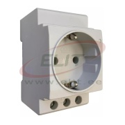 Modular Socket outlet, 2P+E 10/16A 250VAC Schuko, DIN-rail, grey, Pollmann