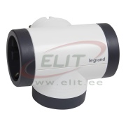 Multi-Socket Plug, T-shaped 2x outlets schuko 2P+E 16A 230V, 1x  USB type-A and USB type-C 15W, white-black