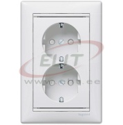 FM Socket Valena, 2x 2P+E Schuko w. shutters, 16A 250VAC, 2.5mm² screw clamp, incl. frame, mount in 1gang Ø60mm box, Legrand, white