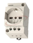 Modular Socket outlet 2P+E 10/16A 250VAC Schuko and Italian Bipasso, 2.5M, DIN TS35, IP20, grey, Finder