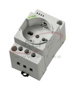 Modular Socket outlet 2P+E 10/16A 250VAC Schuko and Italian Bipasso, 2.5M, DIN TS35, IP20, with green LED, grey, Finder