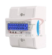 Energy Meter DDS024, 5/80A (3Ø-4w)x 230/400VAC, LCD w. backlight, pulse output 400imp/kWh, cl.1, -20..55°C, W76mm, TS35