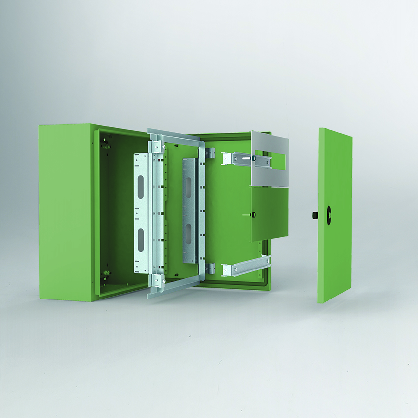 Chassies ECMI, 3x 16M, 400Wx500H, incl. frame, front panel w. modular slots, zincpassivated TS35, mounting accessories, C3M| epoxy resin layer, grey