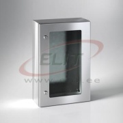 Enclosure ECOR, 400Wx500Hx200D, transparent door, mounting plate, 1locks w. ø3mm double bar key, AISI304L, IP66, NEMA12