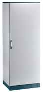 Cabinet ENUX, 1000Wx1600Hx400D, frame, plain door, rear panel, lever-operated double bar locking w. 3mm double-bit insert, modular, adj. cable entry w. sealing gasket, C3M| epoxy resin layer, IP55 IK10, NEMA12, ocean blue/ grey